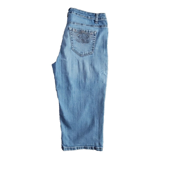 BandolinoBlu Jeans Women's Size 8 Denim Medium Wash Capri Embellished Pockets - Picture 5 of 15